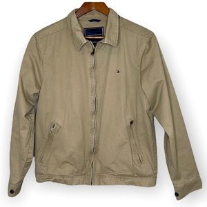 Tommy Hilfiger classic tan embroidered logo front zipper Bomber lined jacket S